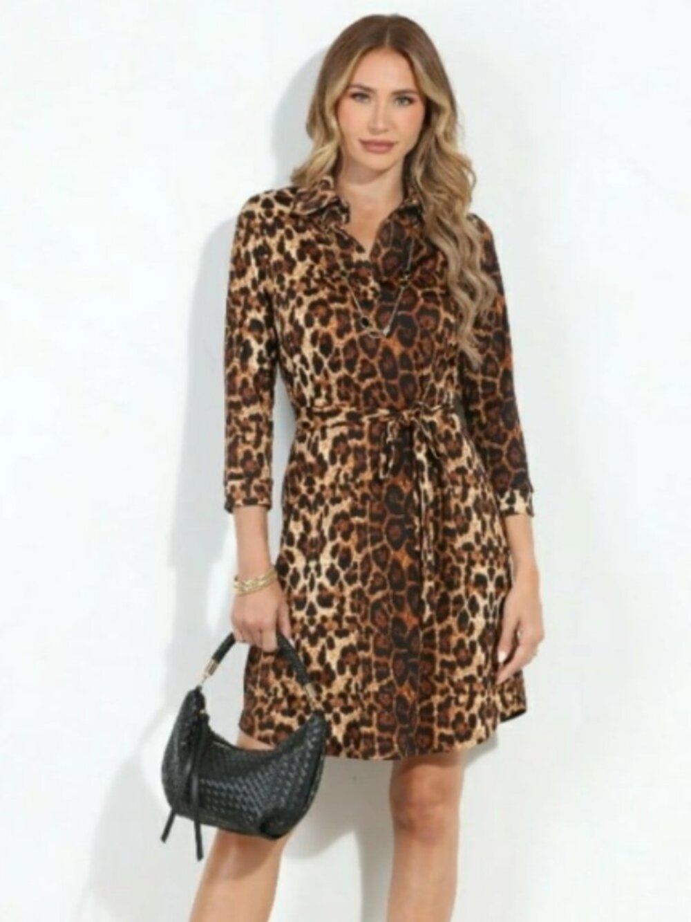 INC Leopard Print Satin Look Shirt Dress Size 2